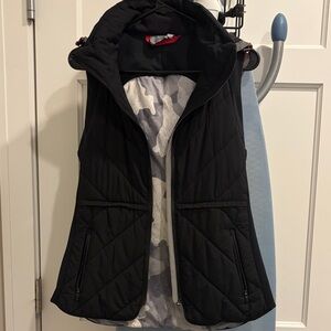 Athleta Black Hooded Quilted Vest